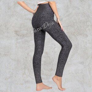 Max Collection Fleece Lined Sparkle Silver Festive Party Yoga Leggings Pants